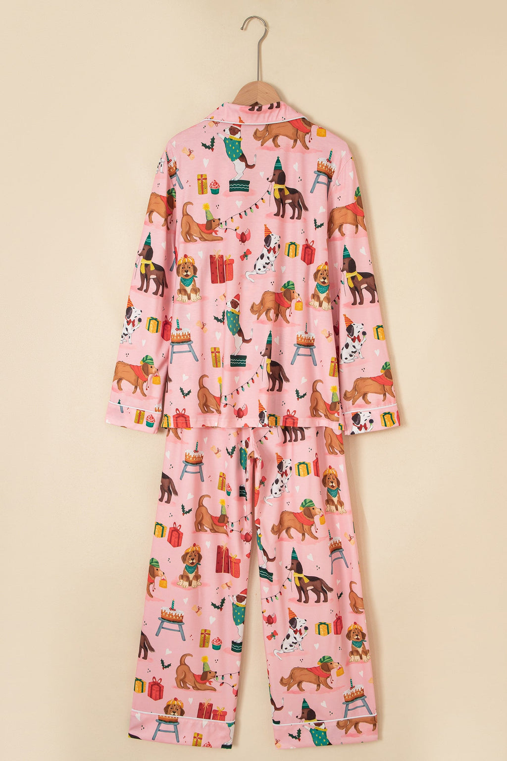 Christmas Dog Collared Top & Pants Pajama Set