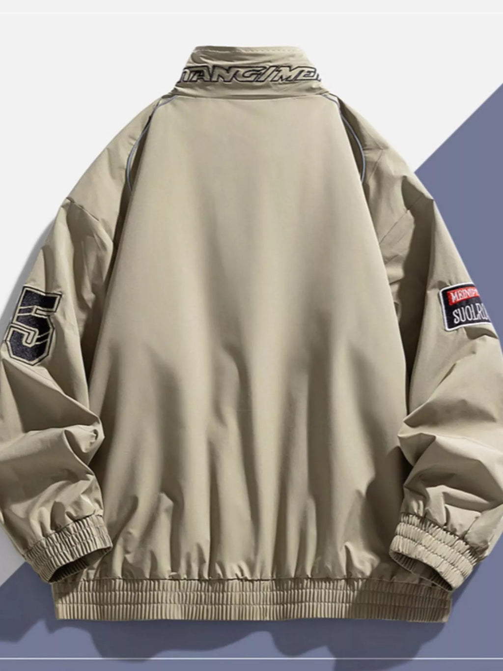 Men's Plus Size Racing-Inspired Zip Up Jacket