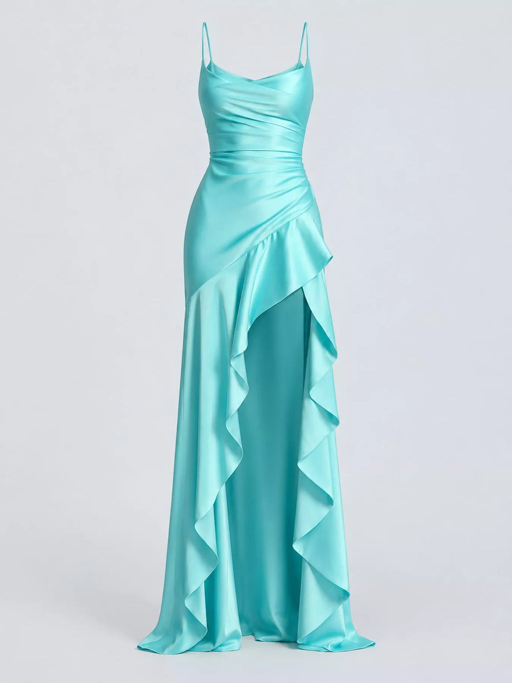 High-Low Ruffle Hem Evening Dress