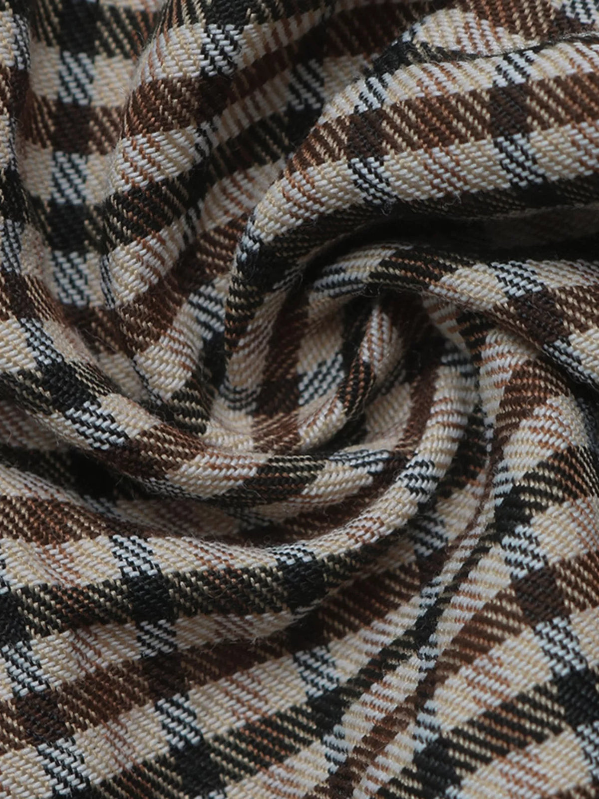 Plaid Lapel Collar Double-Breasted Blazer
