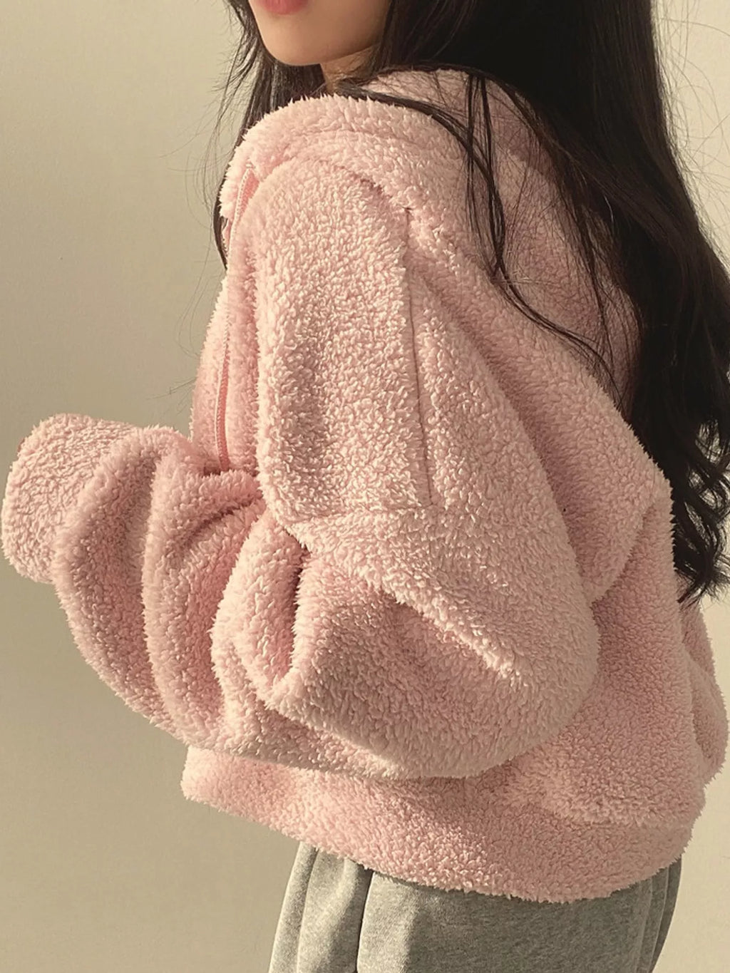Oversized Sherpa Zip-Up Hoodie