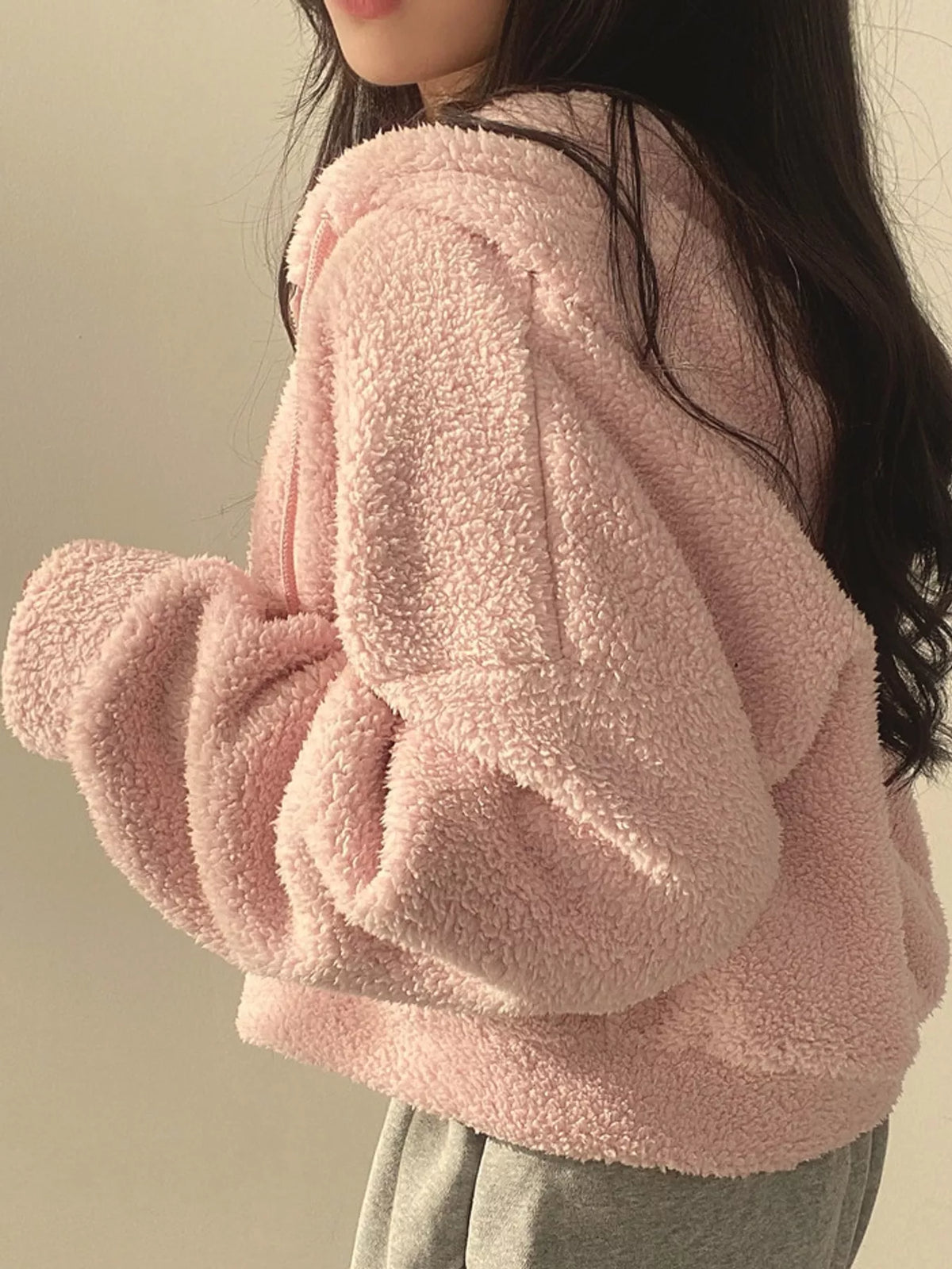 Oversized Sherpa Zip-Up Hoodie