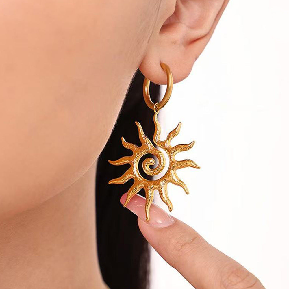Spiral SUNFLOWER Pendant Earrings For Women
