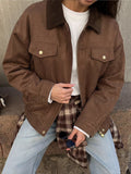Corduroy Collar Zip-Up Jacket
