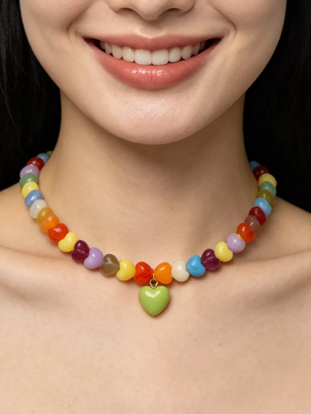 Colorful Heart Bead Necklace