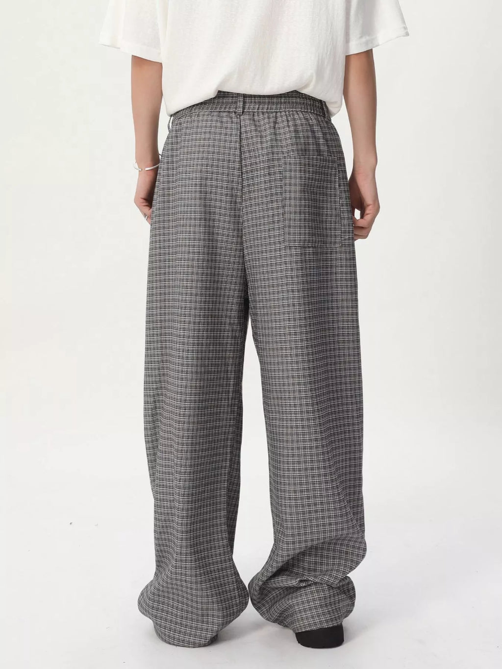 Men's Plaid Wide-Leg Pants
