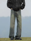 Men's Full Size Vintage Wash Wide Leg Jeans Plus Size
