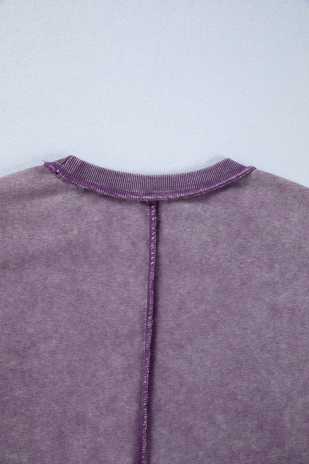Valerian Mineral Wash Exposed Seam Side Slit Sweatshirt