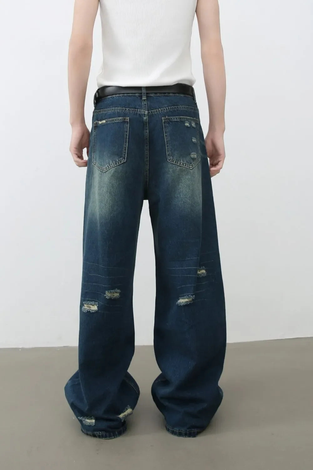 Men's Distressed Wide Leg Jeans