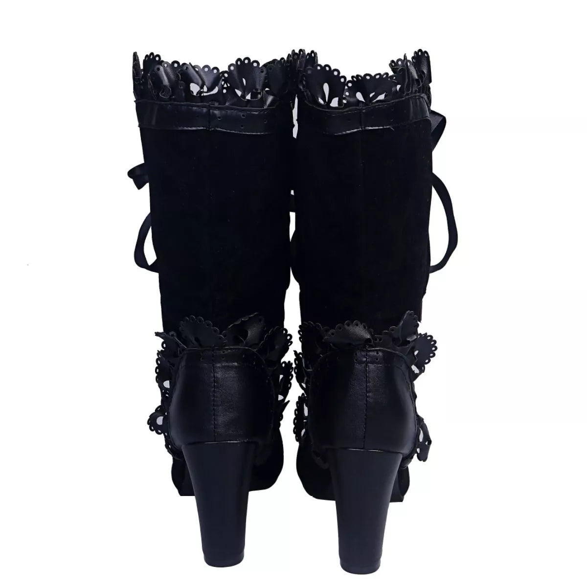 Lace Up Block Heels Boots