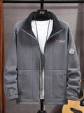 Men's Full Size Zip Up Long Sleeve Fleece Jacket Plus Size