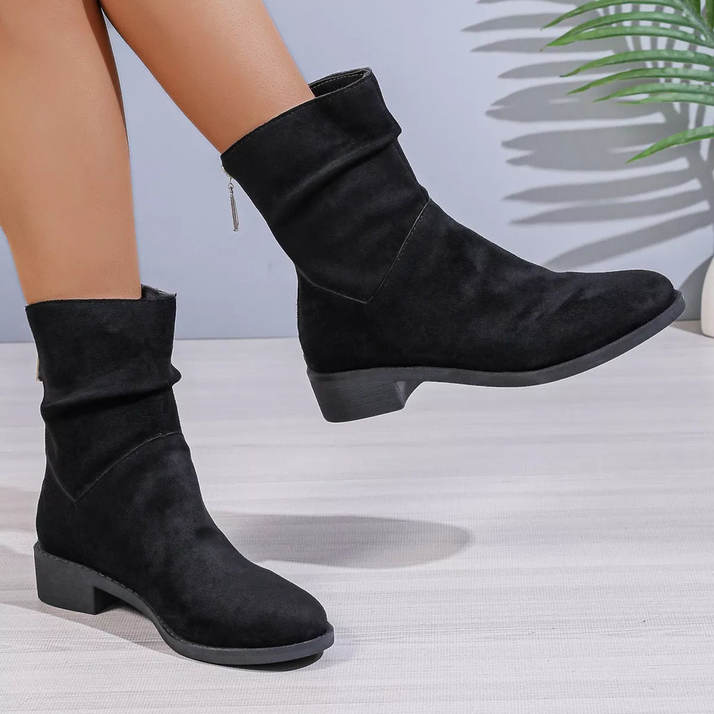 Point Toe Block Heels Boots