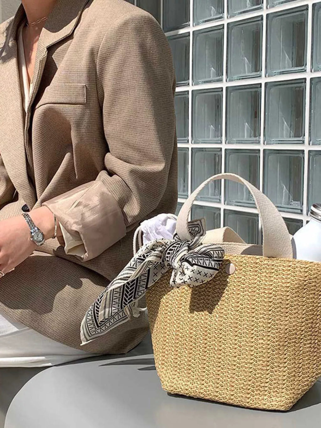 Woven Straw Tote Bag