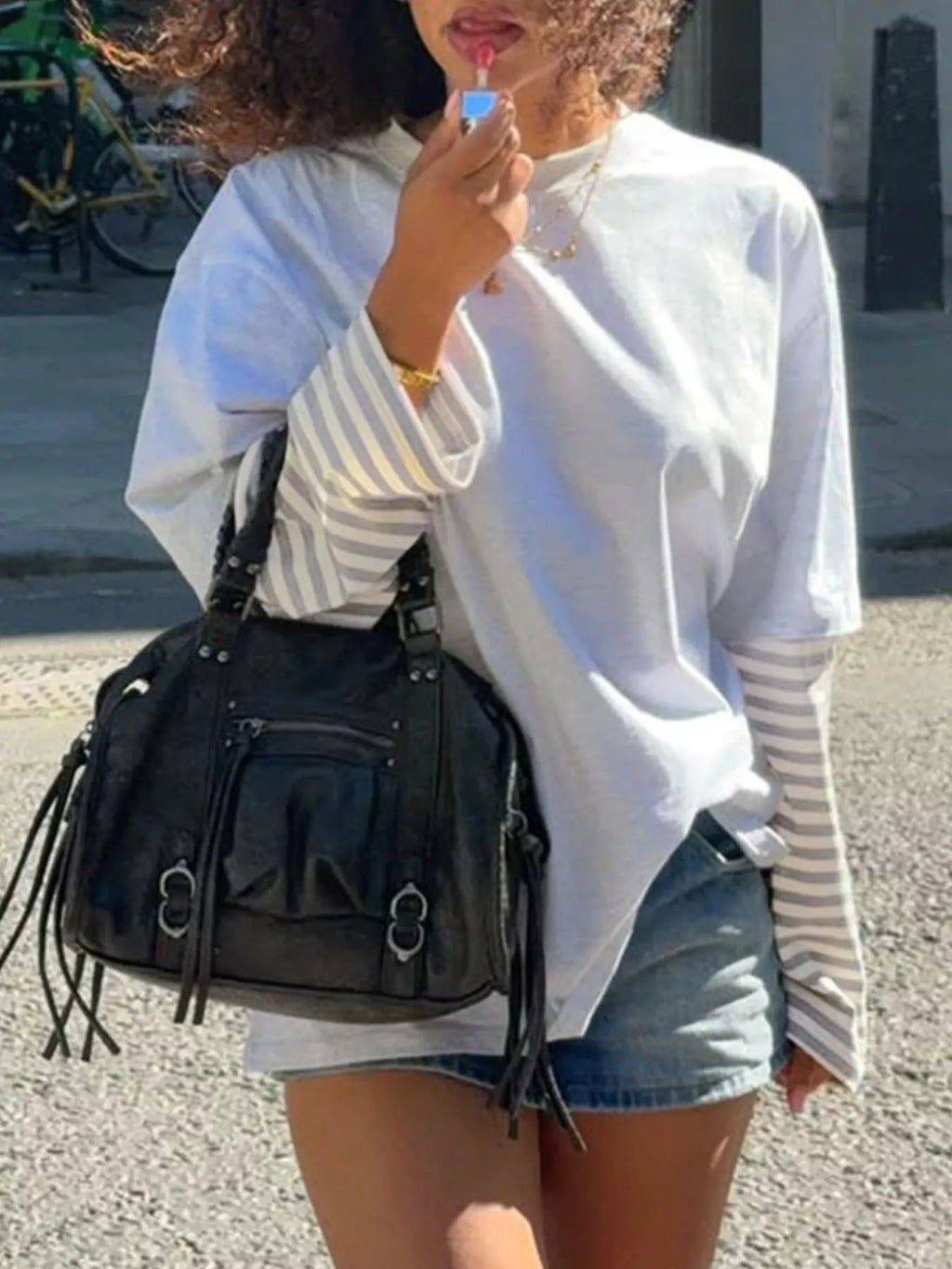 Contrast Striped Long Sleeves T-Shirt