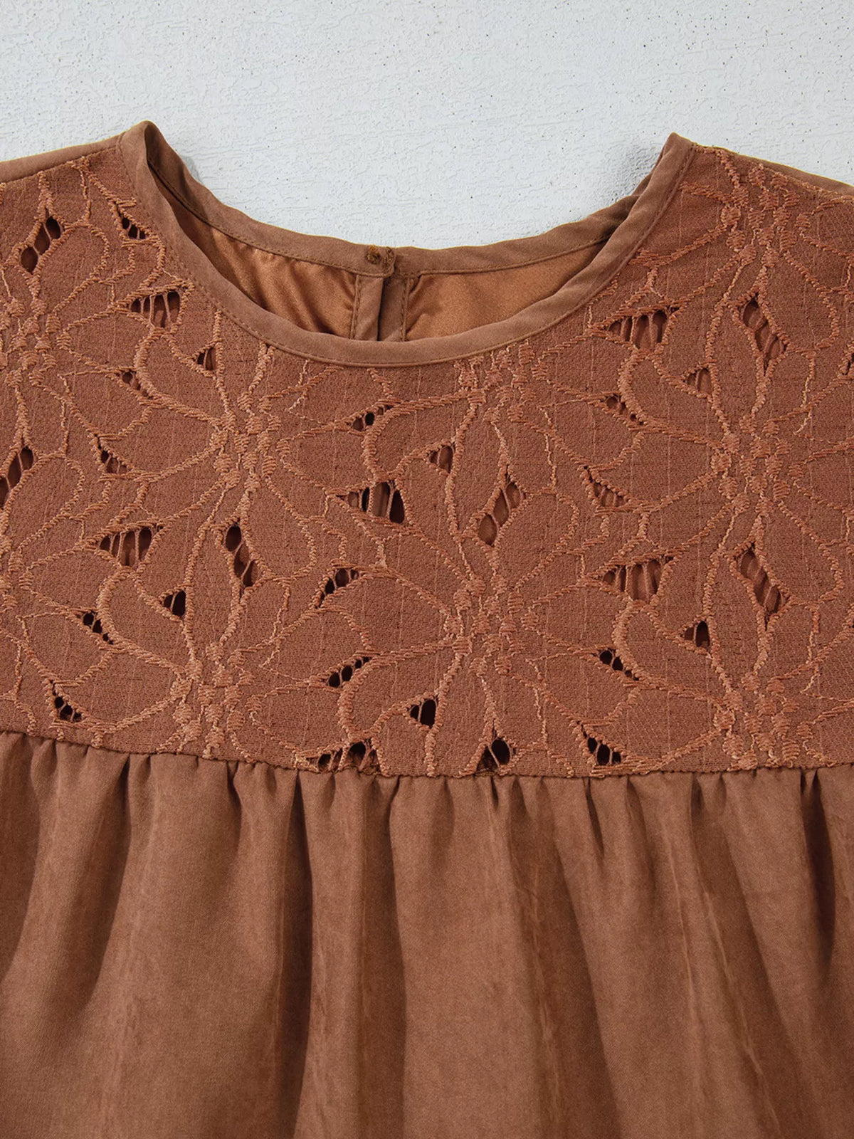 Floral Lace Crochet Tiered Ruffled Mini Dress