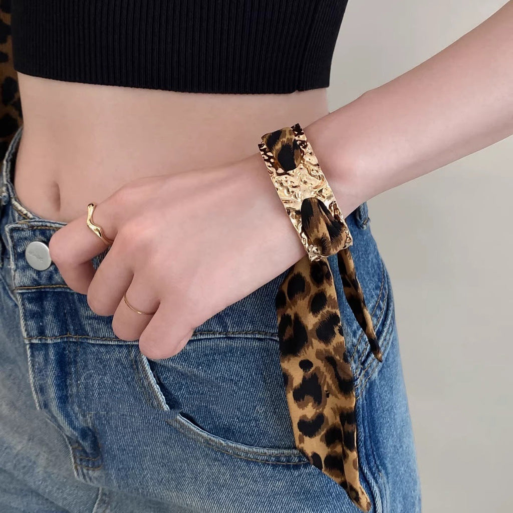 Sweet-cool Edgy Y2k Leopard-print Ribbon Bracelet