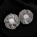 Women Woven Flower Round Stud Earrings,Artistic Atmosphere Light Luxury Elegant Versatile Fashion Dangle Earrings For Daily Occasion