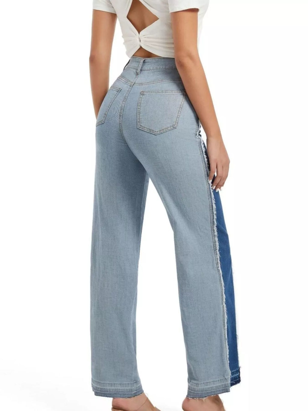 High-Waisted Two Tone Jeans