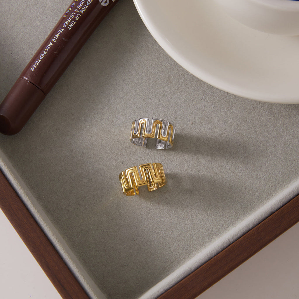 Geometric Cutout Band Ring Collection