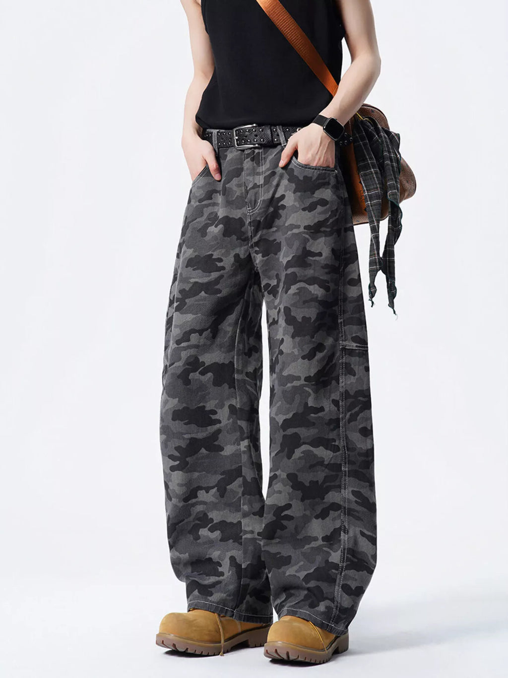 Men's Full Size Loose Fit Camouflage Cargo Pants Plus Size