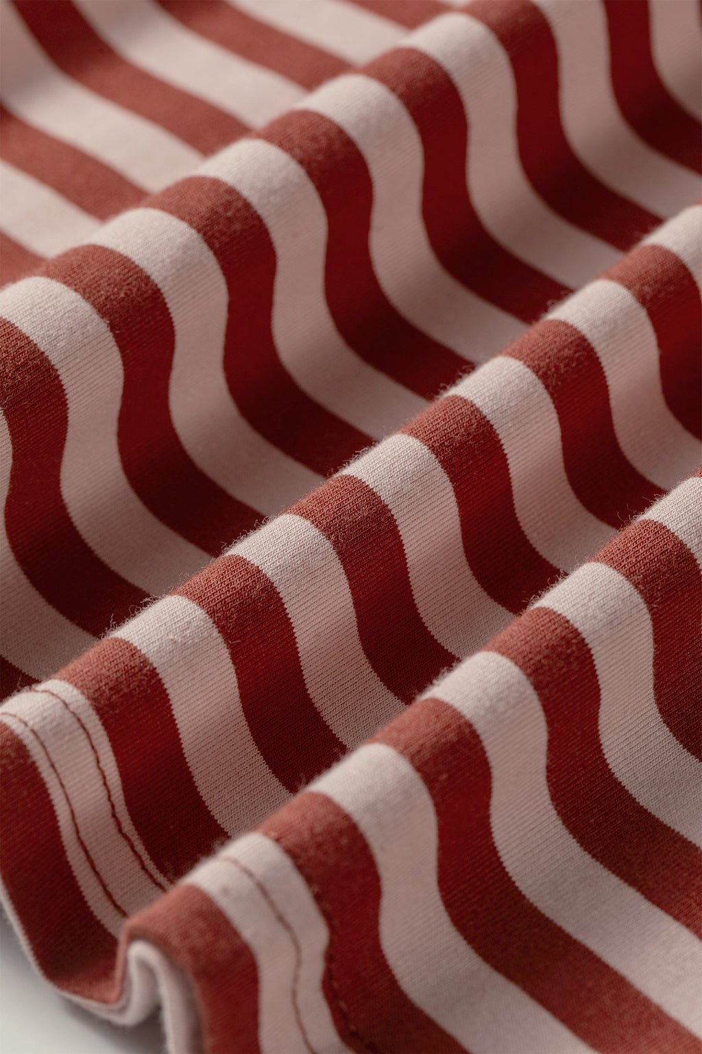 Brown Stripe Relaxed Long Sleeve Top Contrast Elastic Waistband Short Set