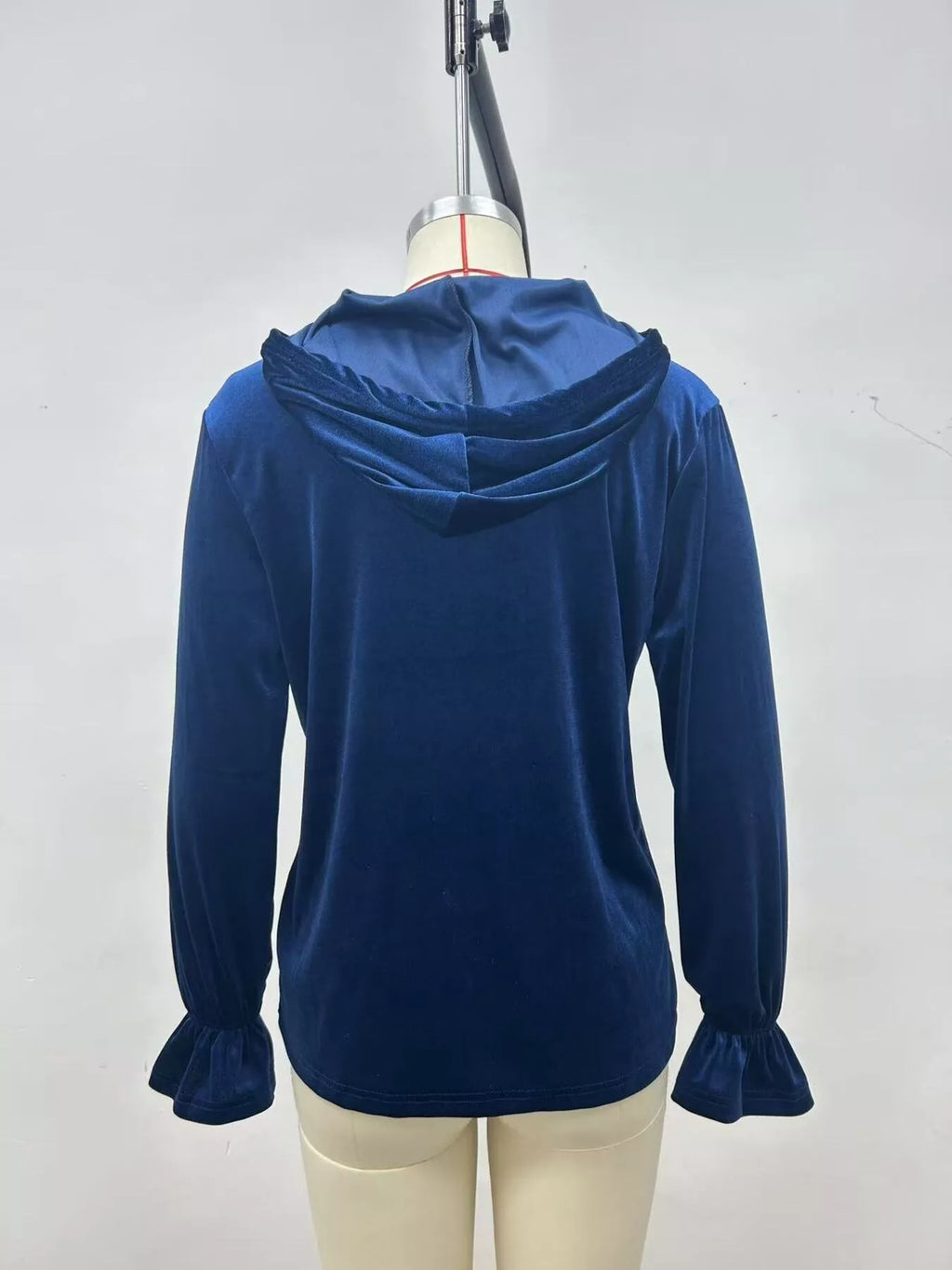Full Size Velvet Button-Down Hooded Outerwear Plus Size