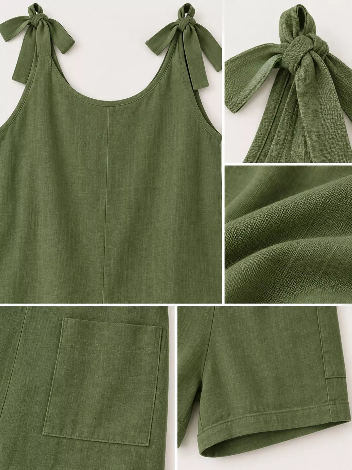 Full Size Tie-Shoulder Romper with Pockets Plus Size