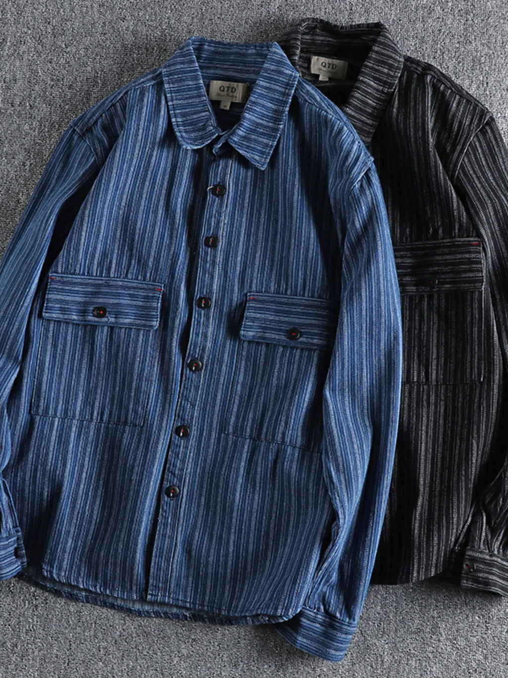 Men's Striped Button Down Denim Shirt