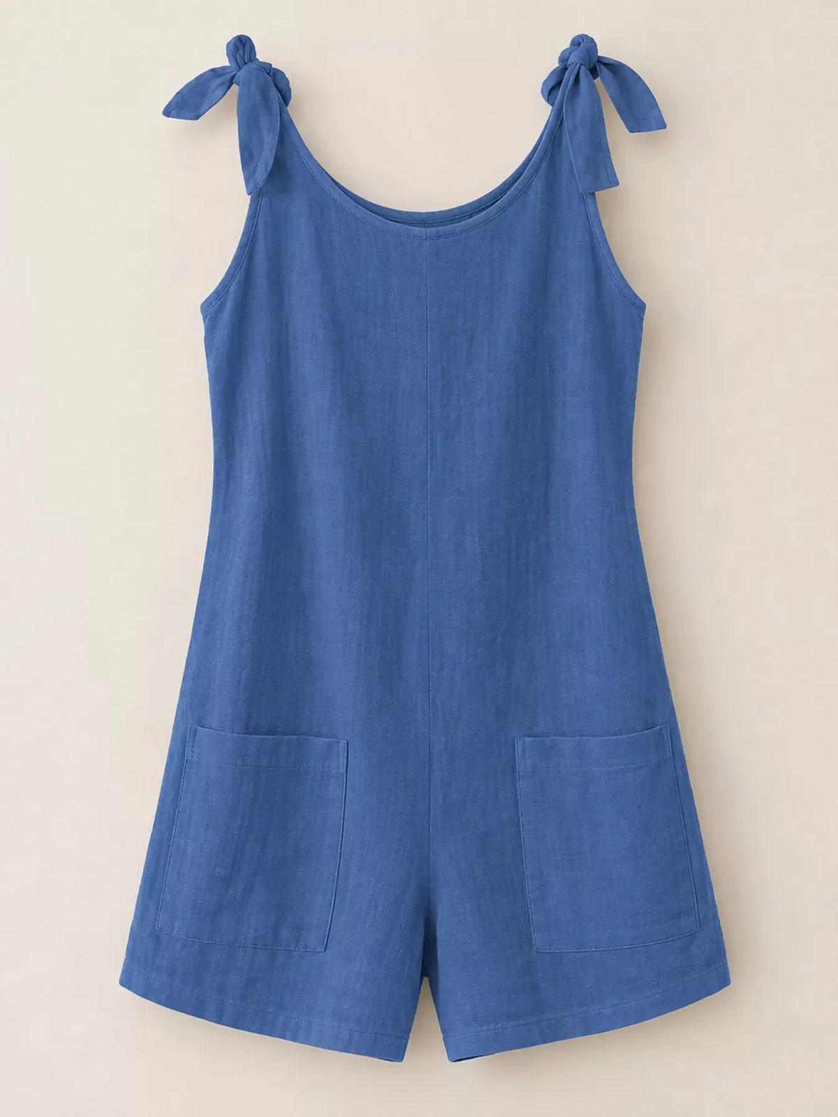 Full Size Tie-Shoulder Romper with Pockets Plus Size
