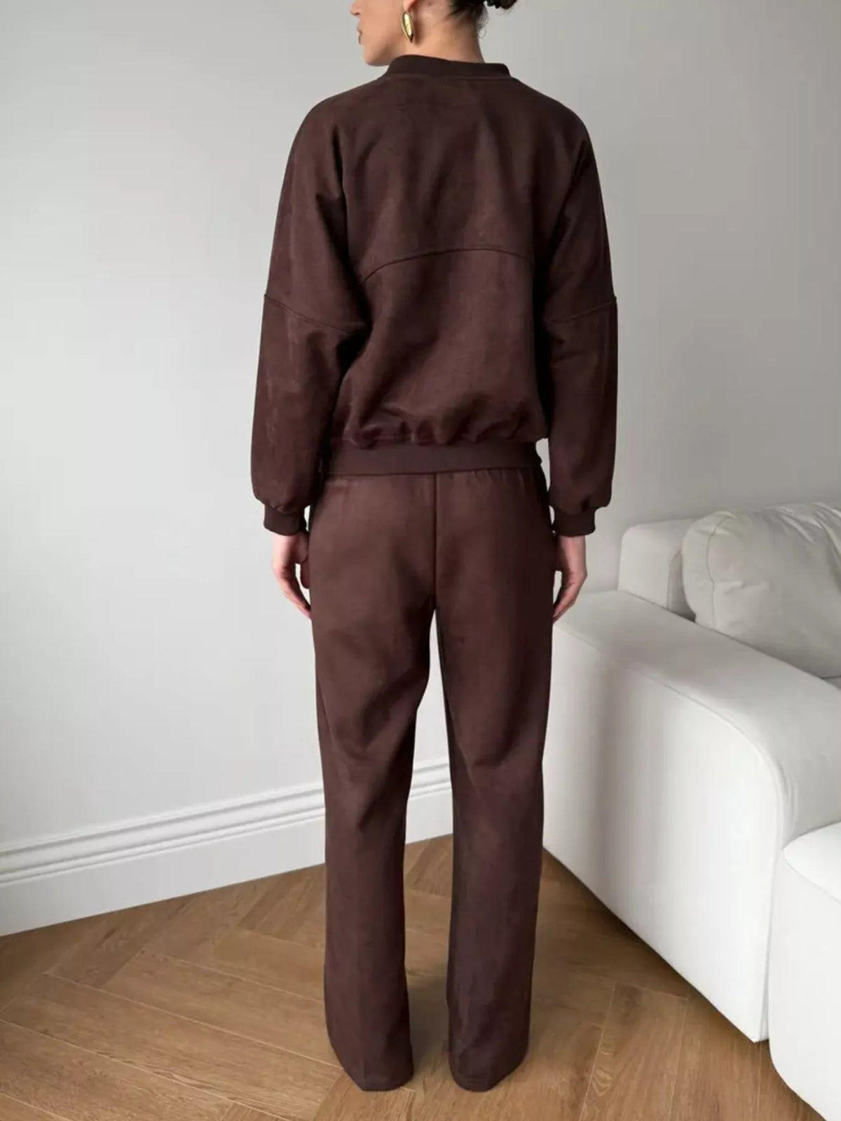 Zip Up Sweatshirt and Wide-Leg Pants Set