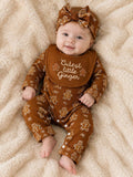 Children's Gingerbread Print Jumpsuit with Headband
