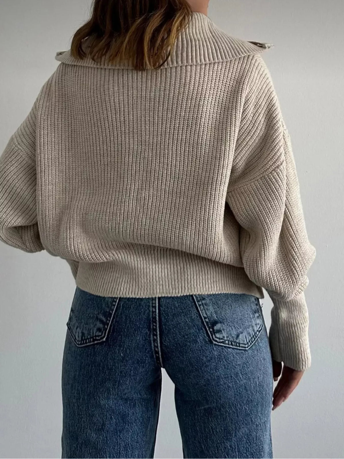 Zip Up Dropped Shoulder Cardigan