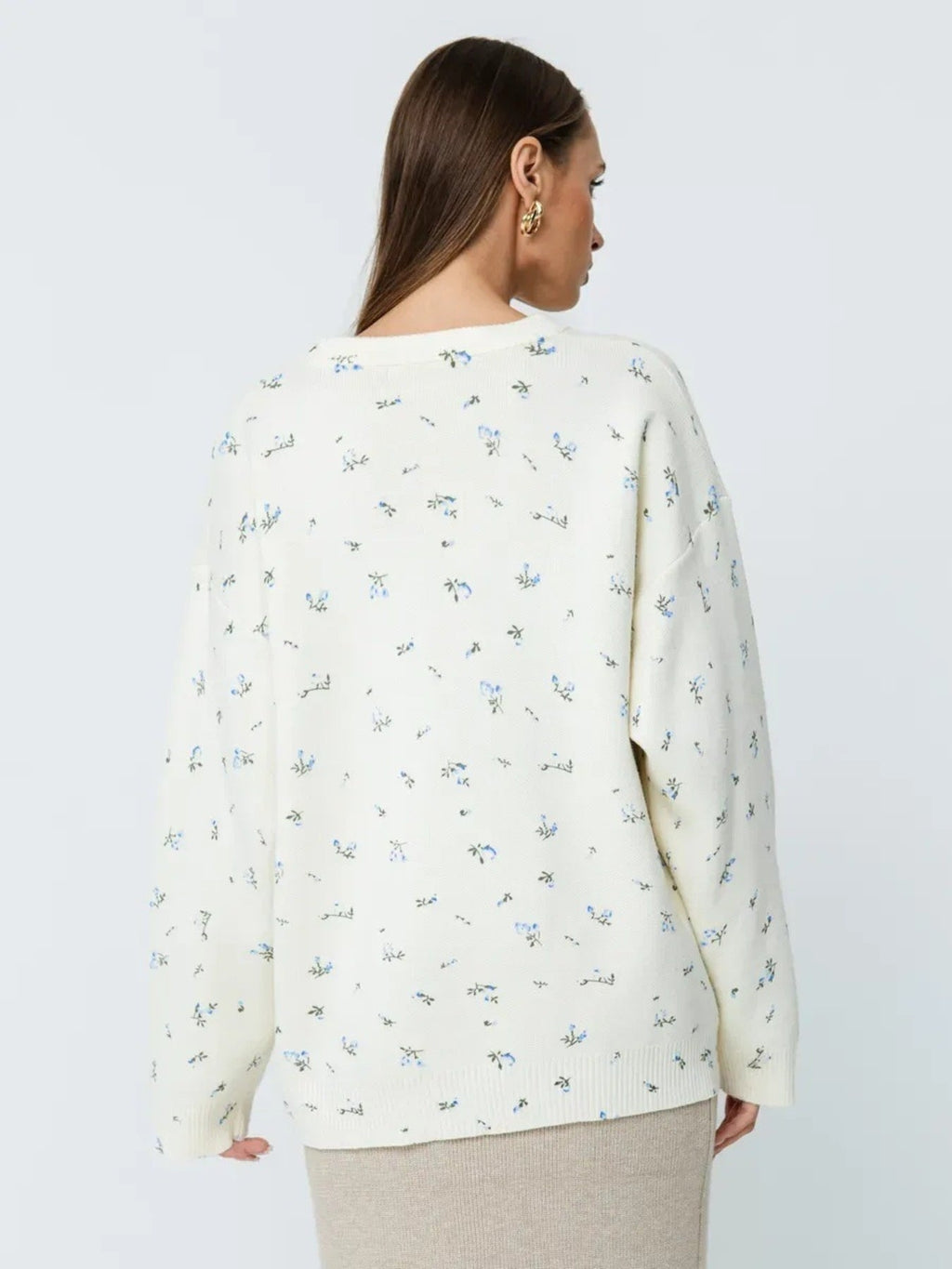 Floral Dropped Shoulder Oversized Sweater