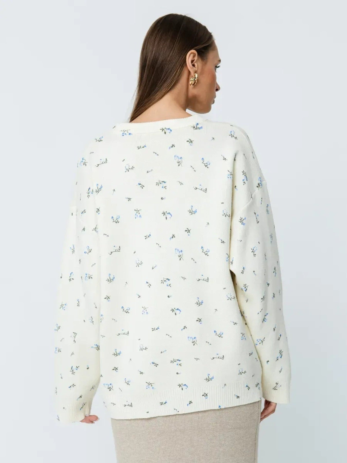Floral Dropped Shoulder Oversized Sweater
