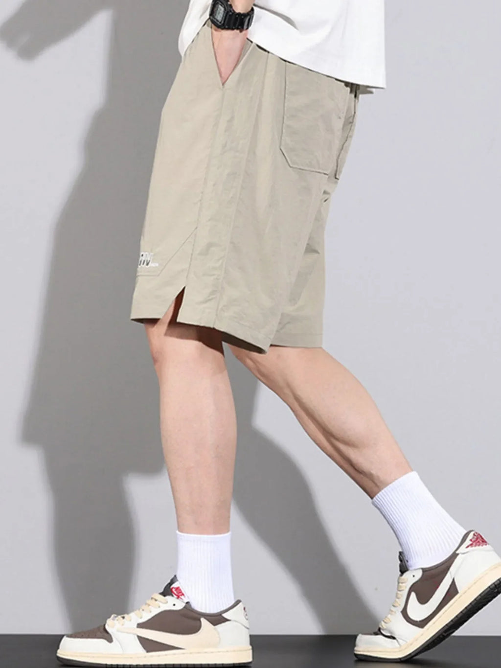 Men's Plus Size Drawstring Basketball Shorts with Side Pockets
