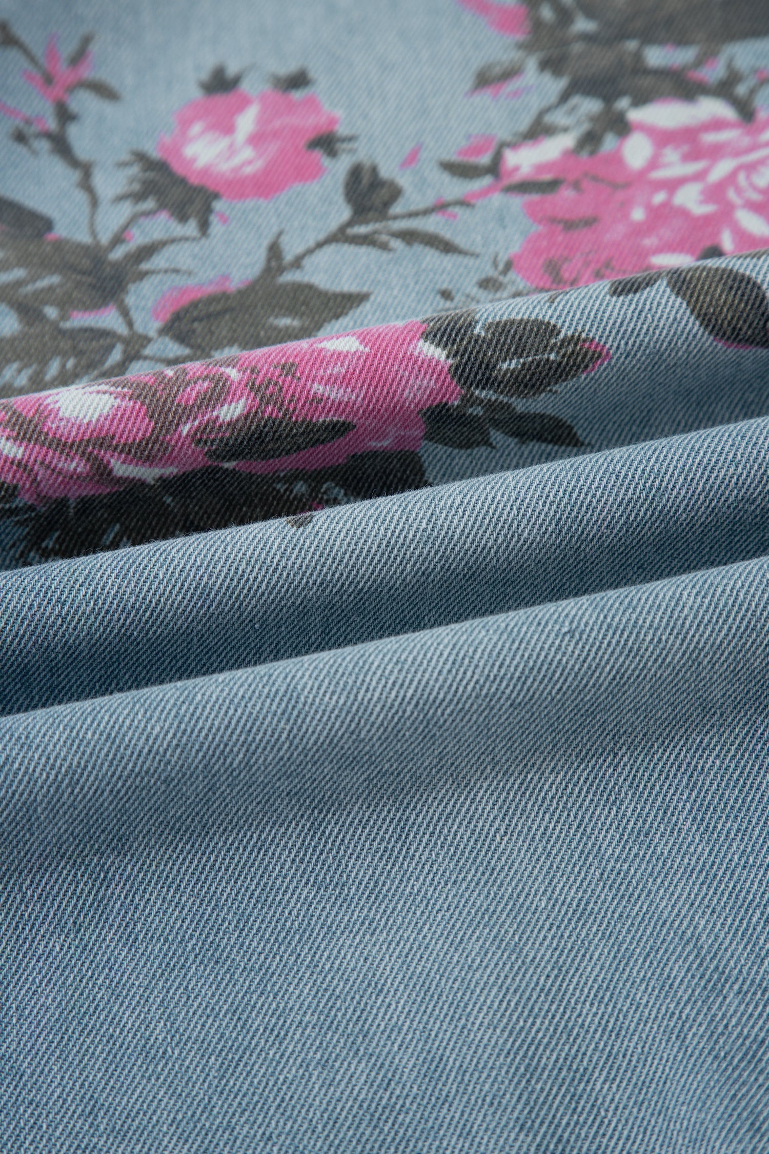 Floral Denim Wide Leg Jeans