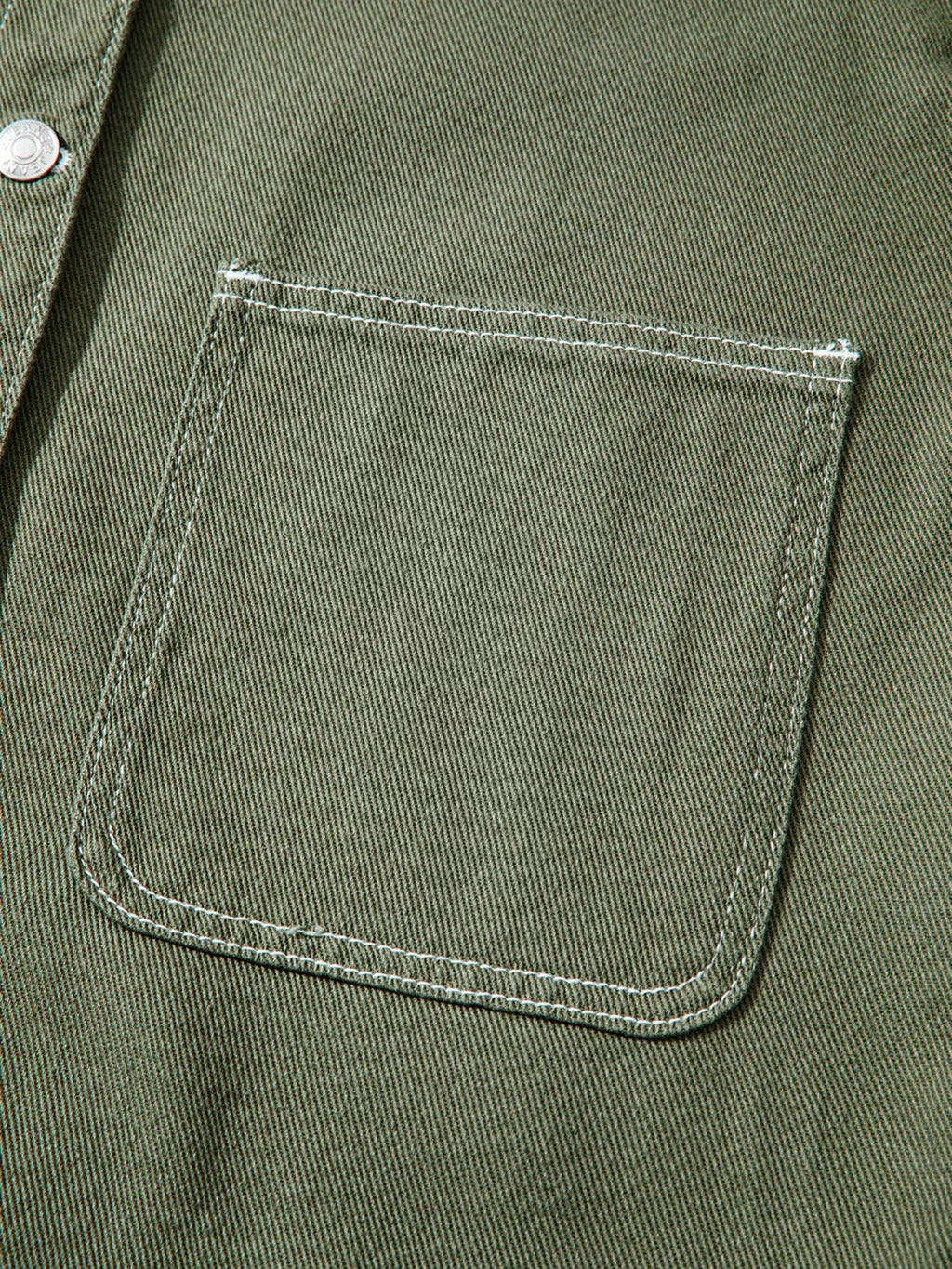 Patched Pocket Collared Button Front Boyfriend Denim Jacket
