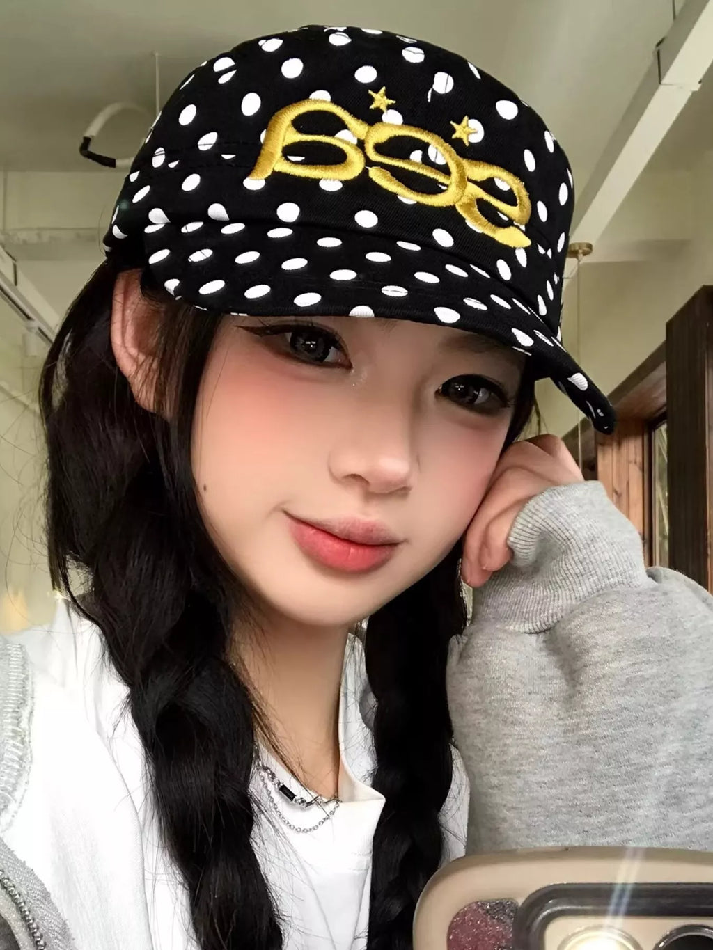 Polka Dot Embroidered Baseball Cap
