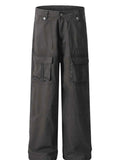 Men's Wide Leg Cargo Pants with Multiple Pockets