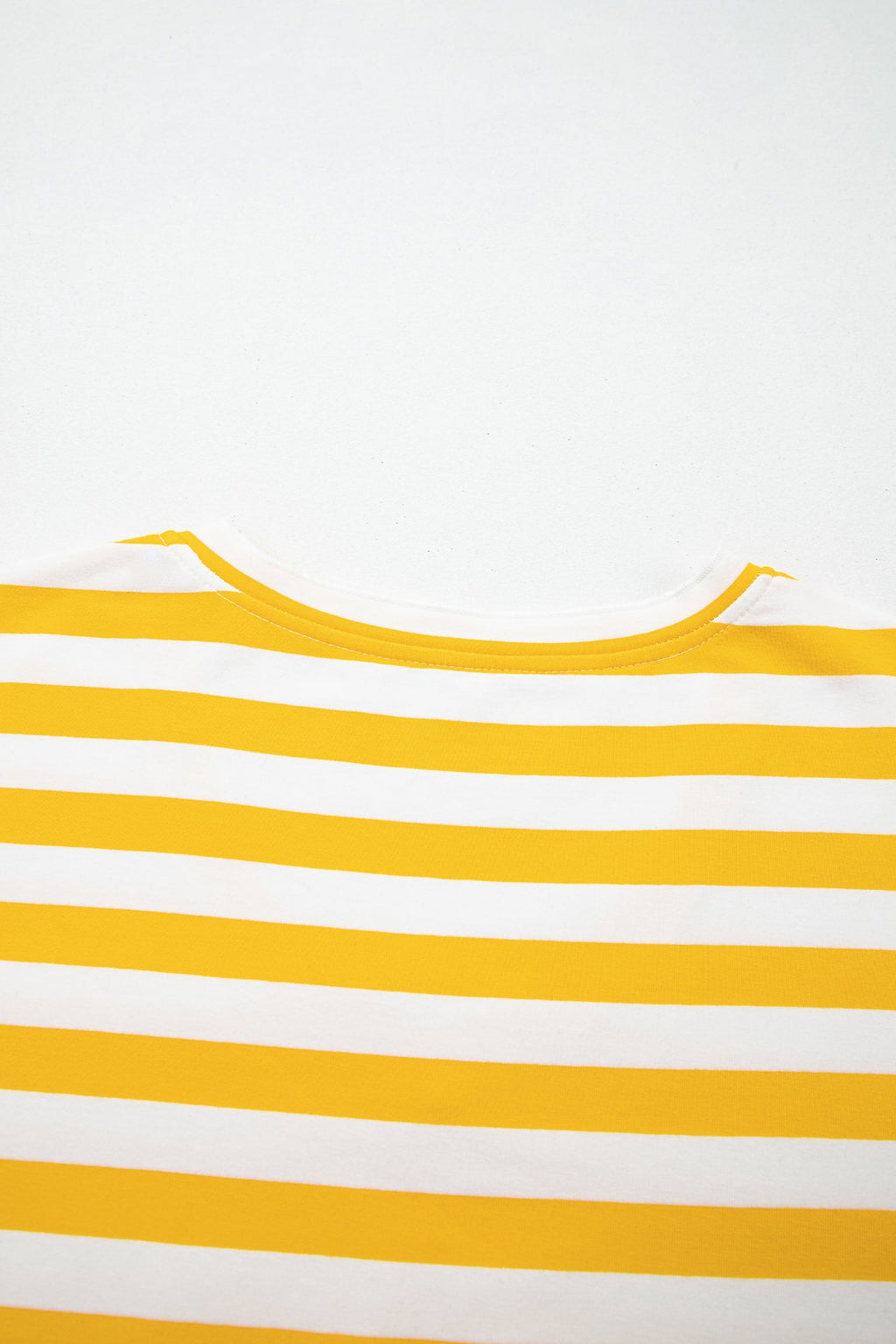 Yellow Stripe Striped Lace Patchwork V Neck Long Sleeve Top