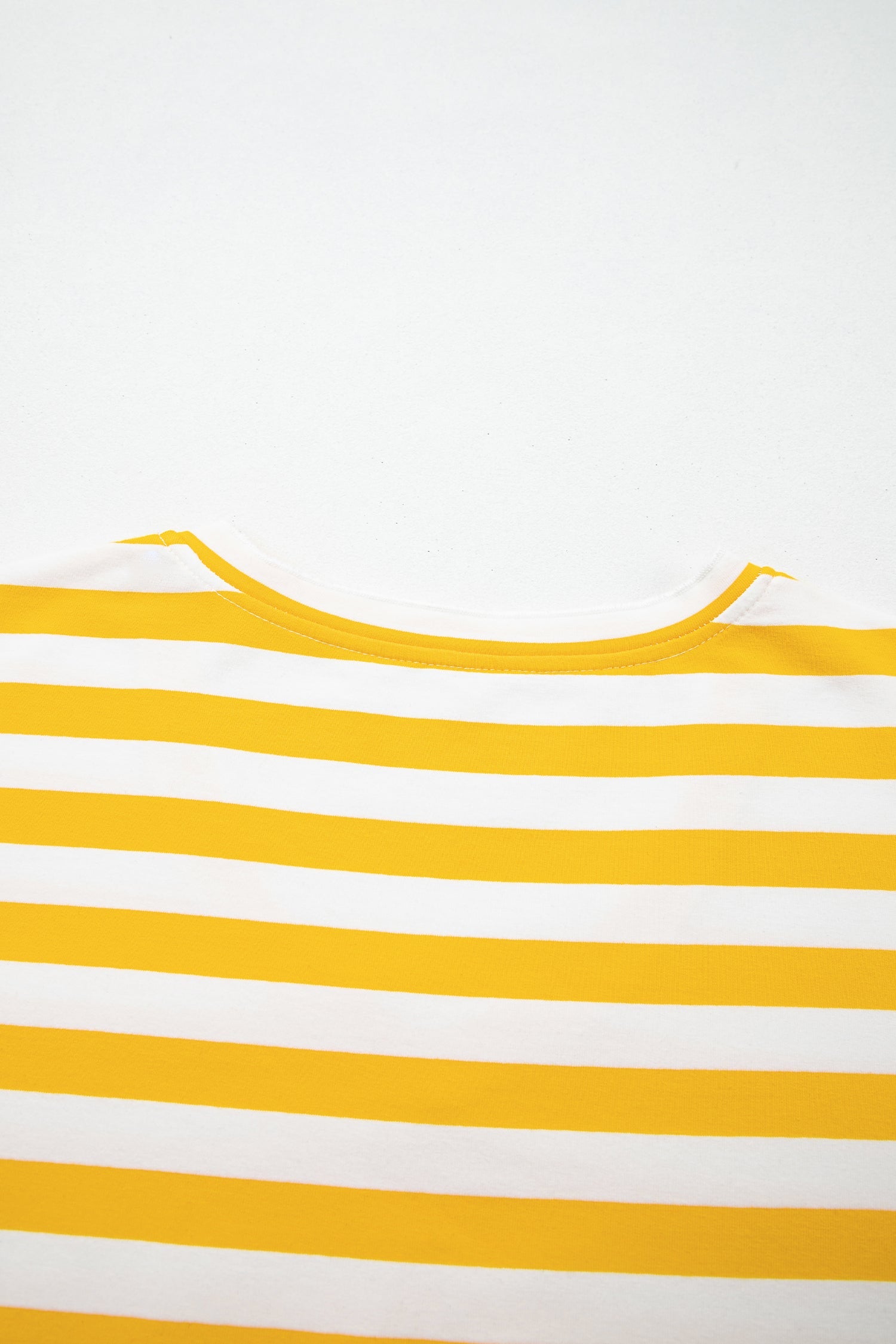 Yellow Stripe Striped Lace Patchwork V Neck Long Sleeve Top