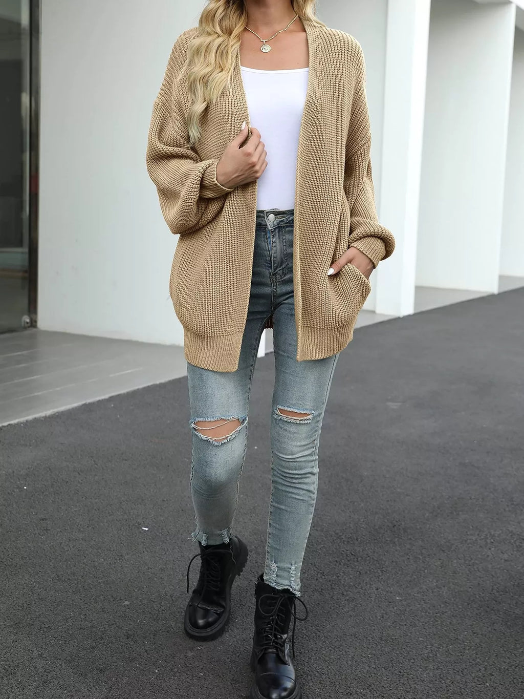 Chunky Knit Open Front Cardigan