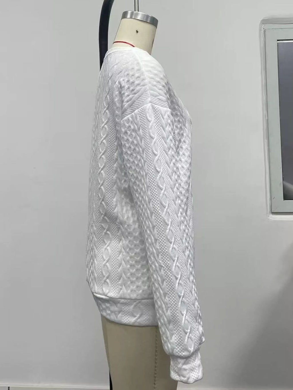 Textured Knit Crewneck Sweatshirt