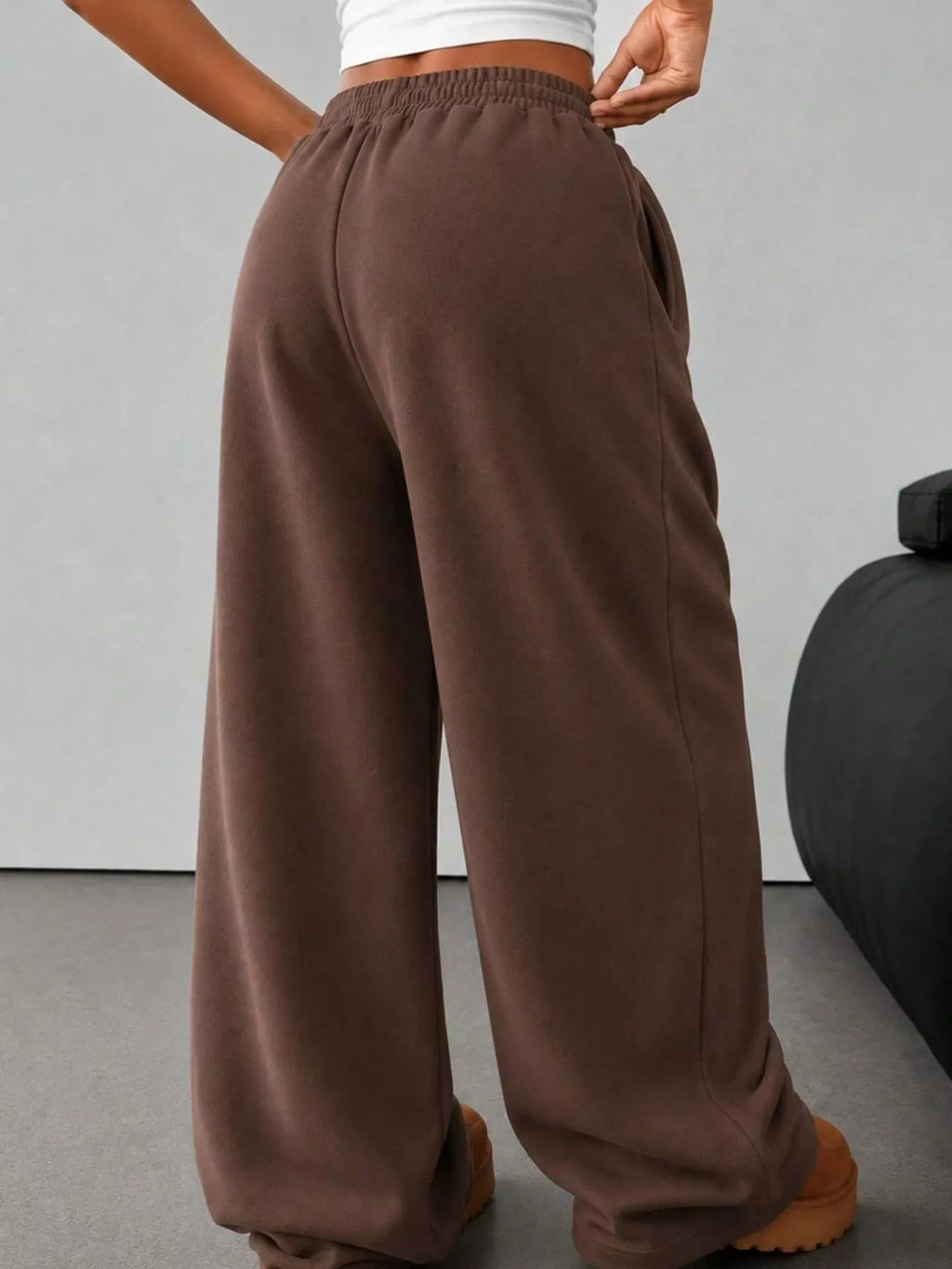 Elastic Waist Wide-Leg Sweatpants