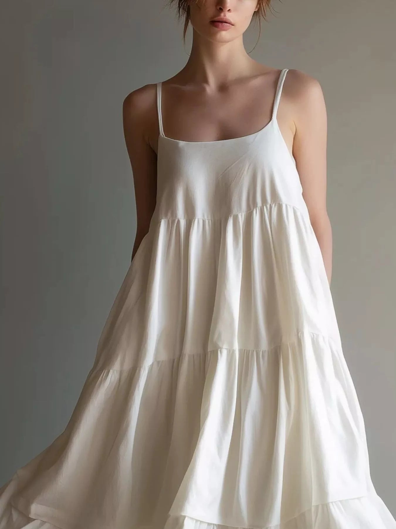 Tiered Spaghetti Strap Midi Dress