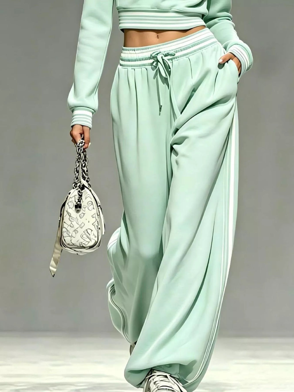Full Size Half Zip Cropped Top and Pants Set Plus Size