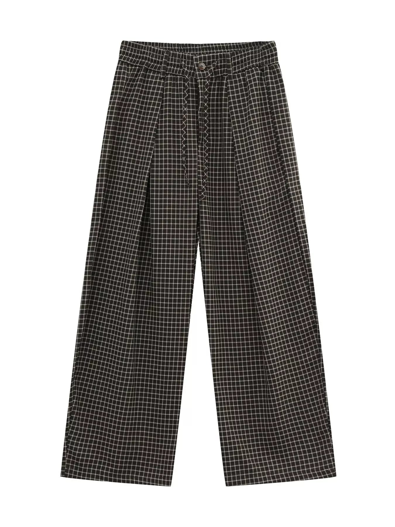 Men's Plaid Wide-Leg Pants