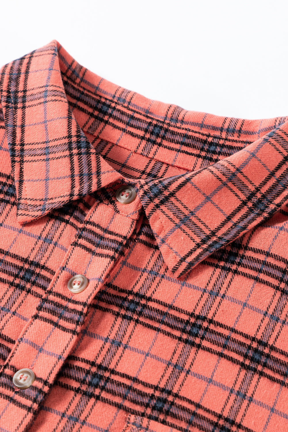 Plaid Button-Up Distressed Hem Long Sleeve Shirt