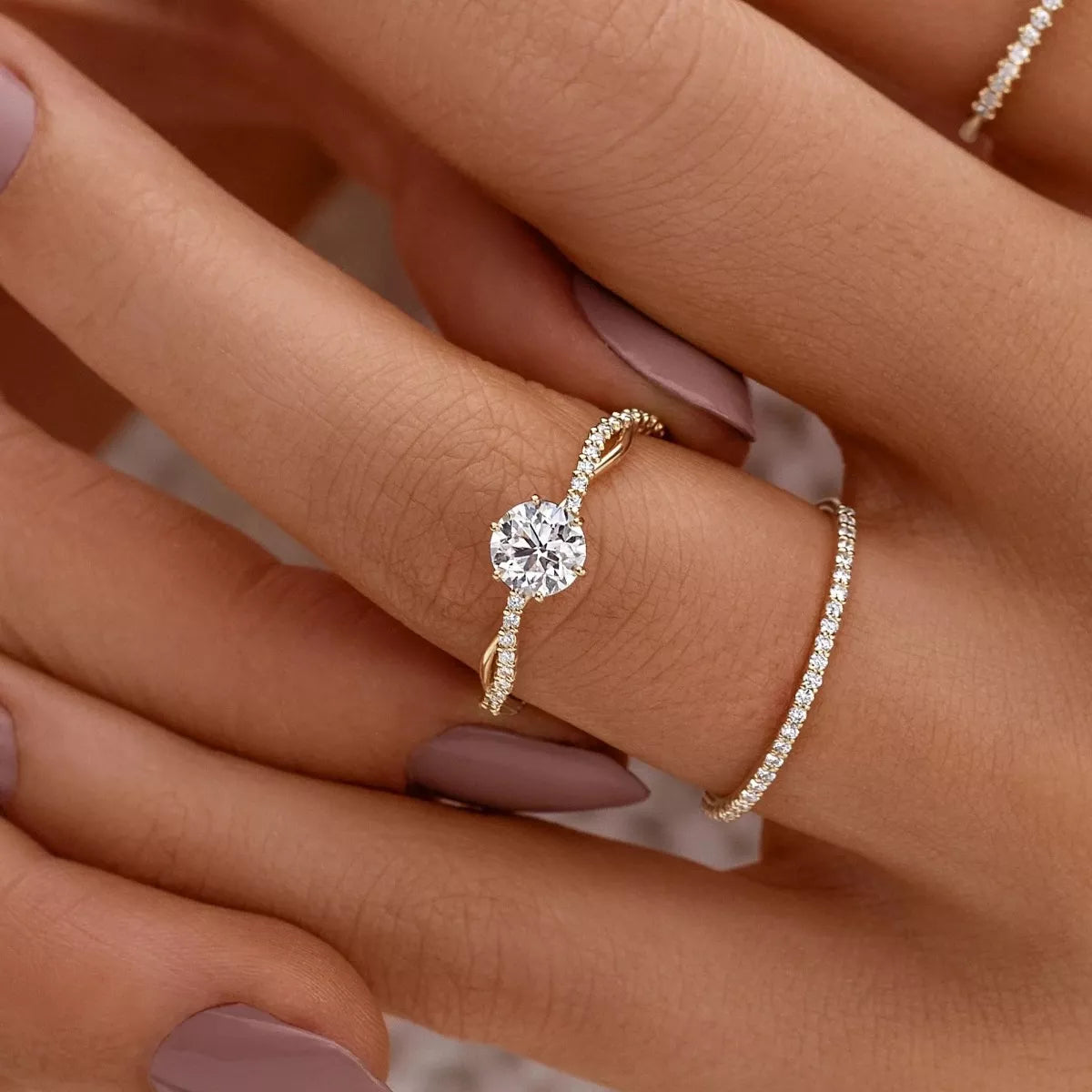 925 Sterling Silver Round Zircon Pavé Ring