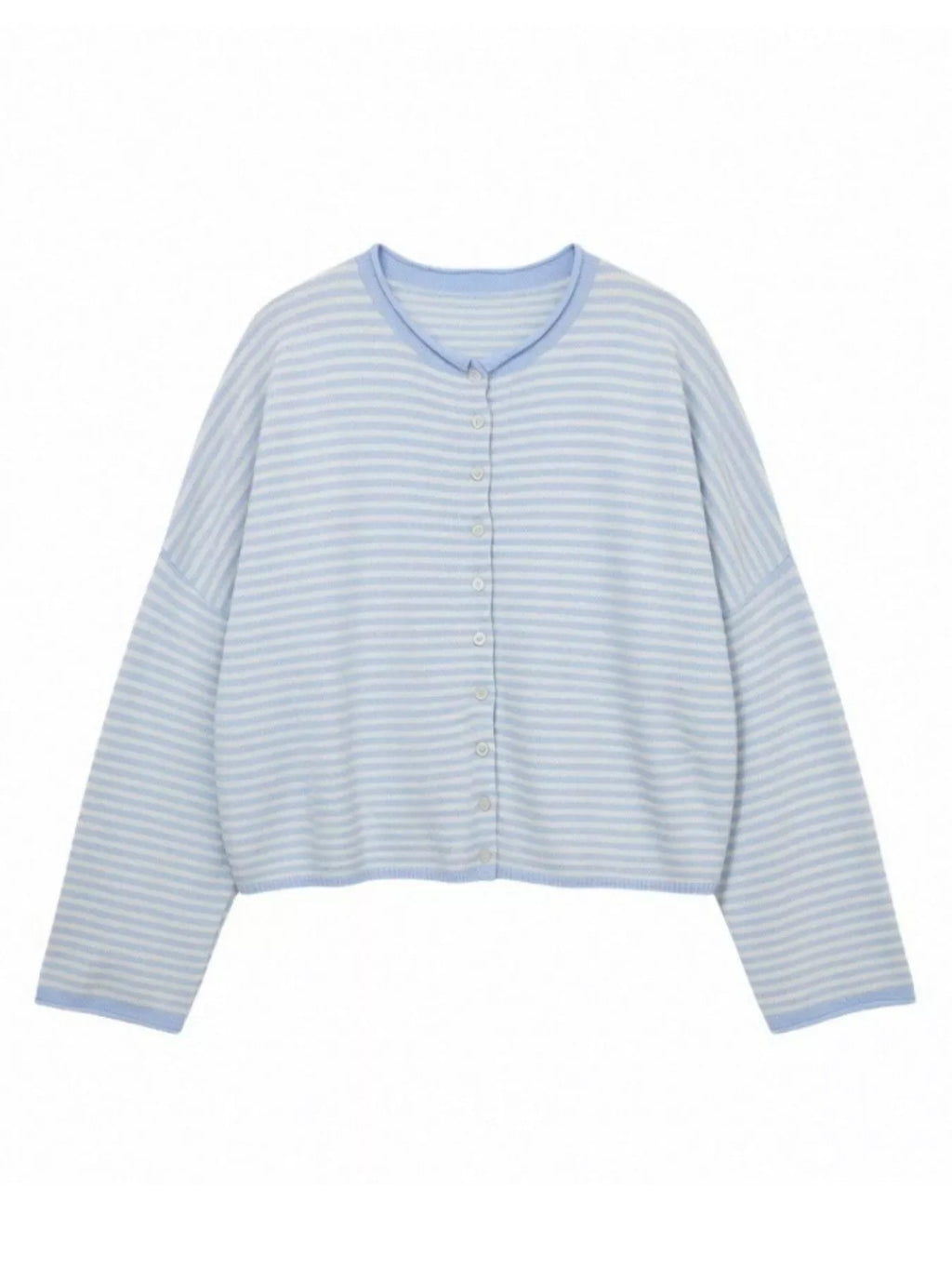 Button-Down Striped Knit Cardigan